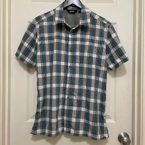 EMS Eastern Mountain Sports Plaid Button Up‎ Short Sleeve Lightweight Outdoor S